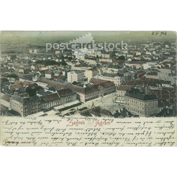 1905 - Zágráb látképe. Színezett fotólap, képeslap. (2791626)