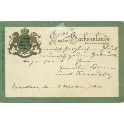   1900 - Bautzen. Üdvözlet Szászországból. Dombornyomott, aranyozott képeslap. (2791628)