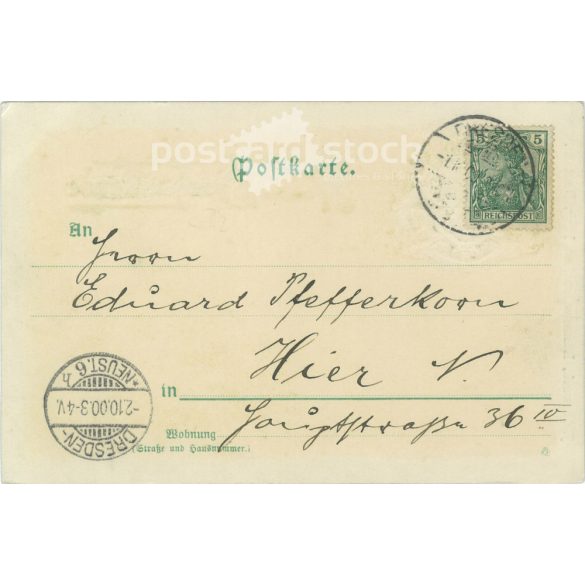 1900 - Bautzen. Üdvözlet Szászországból. Dombornyomott, aranyozott képeslap. (2791628)