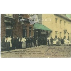   1916 - Wervik, Franciaország. A francia útdíjszedő iroda. Színezett fotólap, képeslap. (2791630)