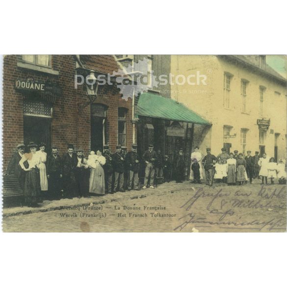 1916 - Wervik, Franciaország. A francia útdíjszedő iroda. Színezett fotólap, képeslap. (2791630)