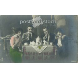 1914 - Romantikus képeslap. Színezett fotólap. (2791635)