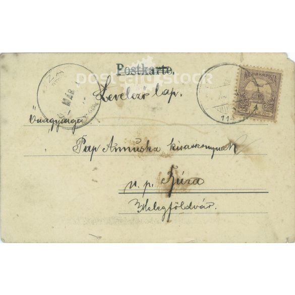 1900 - Romantikus képeslap. Színezett fotólap. (2791644)