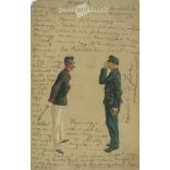 1900 - Romantikus, vidám képeslap. Litografált, egyedi grafikával. (2791645)