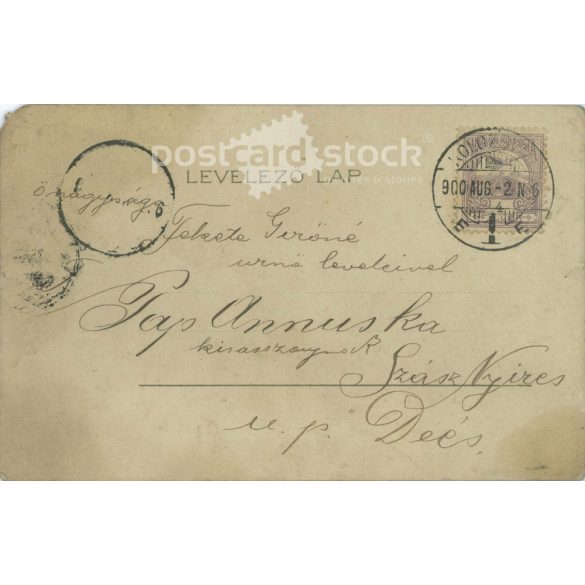 1900 - Romantikus, vidám képeslap. Litografált, egyedi grafikával. (2791645)