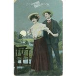 1909 - Romantikus képeslap. Színezett fotólap. (2791663)