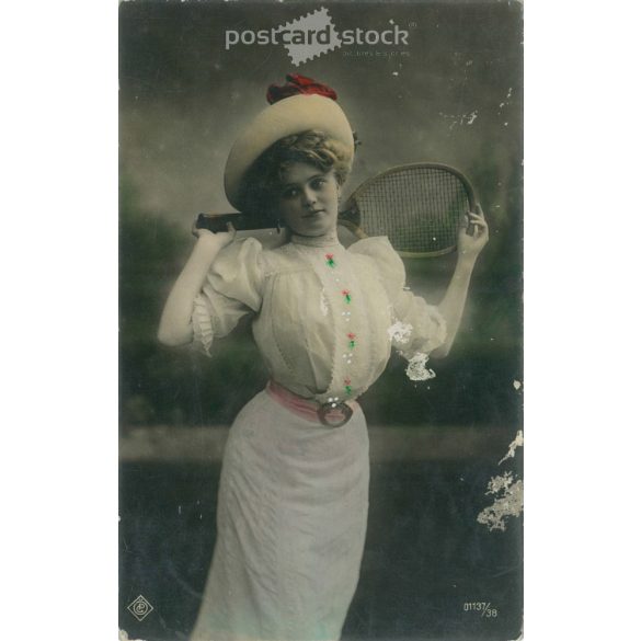 1908 - Romantikus képeslap. Színezett fotólap. (2791680)