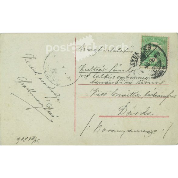 1908 - Romantikus képeslap. Színezett fotólap. (2791680)