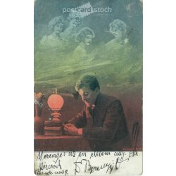 1903 - Romantikus képeslap. Színezett fotólap. (2791681)