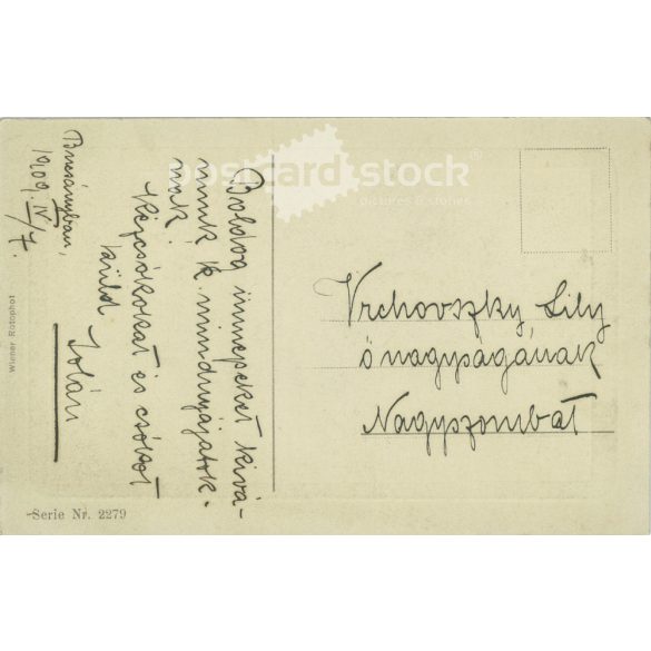 1909 - Miss Wally színésznő és modell volt 1910 körül. Wiener Rotophot 2279. Fotólap, képeslap. (2791684)