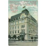 1914 - „Wiener Hof”, Karlsbad. Színezett fotólap, képeslap. (2791690)