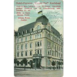   1914 – „Wiener Hof”, Karlsbad. Színezett fotólap, képeslap. (2791690)