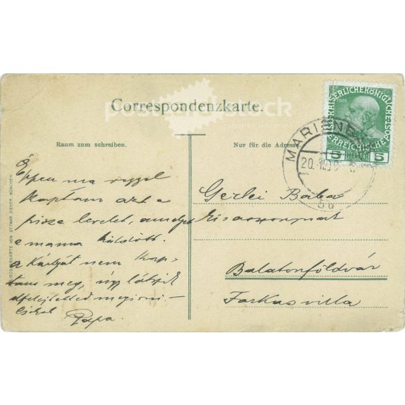 1920 - Üdvözlet Marienbadból. Egyedi grafikával illusztrált üdvözlőlap, üdvözlőlap. (2791696)