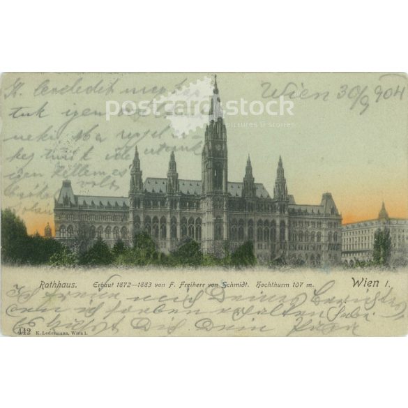 1904 - Bécs. Városháza. Színezett fotólap, képeslap. (2791705)
