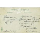 1909 - Katonák, levélírás közben. Színezett fotólap, üdvözlőlap. (2791707)