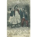 1905 - Vidám, mulatós jelenet. Színezett fotólap, képeslap. (2791712)