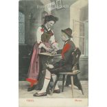 1907 - Innsbruck. Tiroli népviselet. Színezett fotólap, képeslap. (2791719)