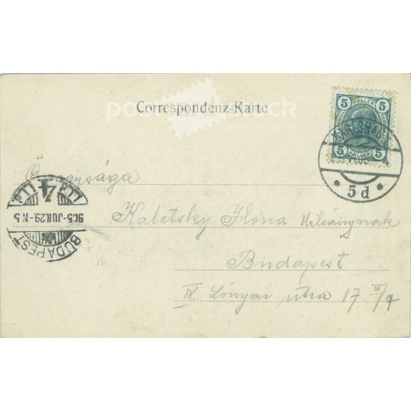 1905 - Karlsbad. Csehország. Szénsavas víz. Fekete-fehér fotólap, képeslap. (2791755)
