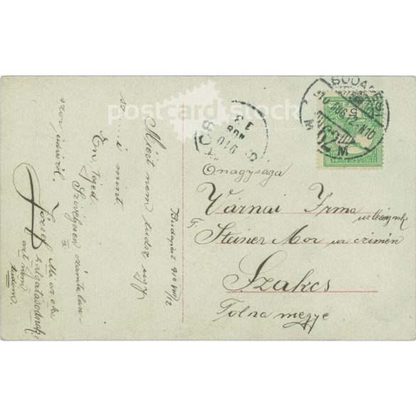1910 - Romantikus képeslap. Színezett fotólap. (2791770)