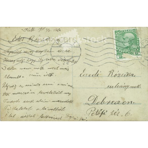 1911 - Romantikus képeslap. Színezett fotólap. (2791777)