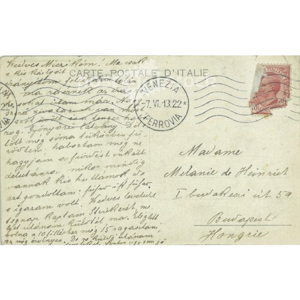 1922 - Velence képeslap. Színezett fotólap. (2791780)
