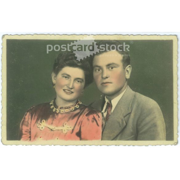 1942 - Emlékül Piroskámtól. Képeslap, Kodak színes papírkép a színes fotók általános elterjedésének korából. (2791785)