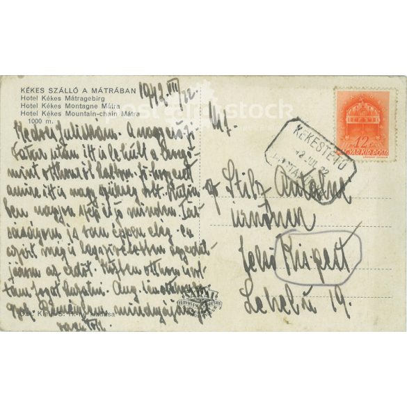 1942 - Kékes szálló a Mátrában. Képeslap, fotólap. (2791789)