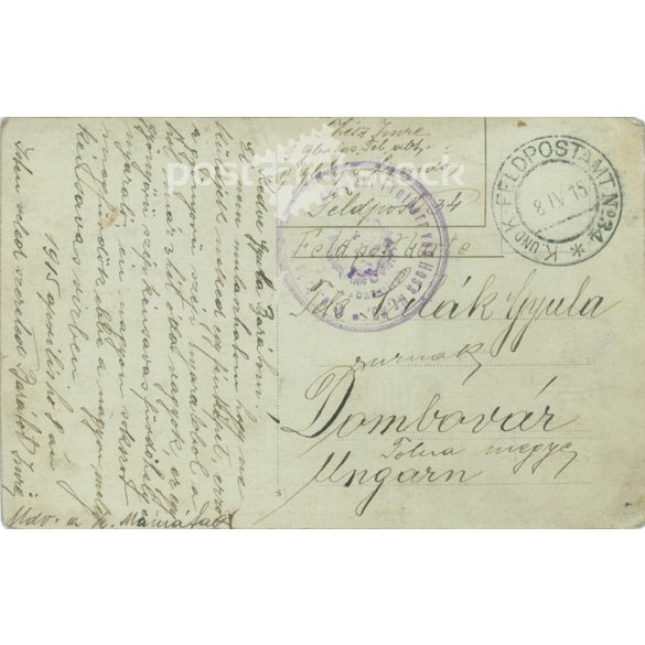 1915 - Első világháborús K.u.K. híradós katona állomáshelyén. Tábori bélyegzéssel. Képeslap, fotólap. (2791817)