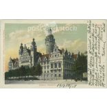1913 - Lipcse, Városháza. Képeslap, színezett fotólap. (2791857)