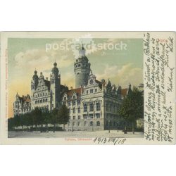   1913 - Lipcse, Városháza. Képeslap, színezett fotólap. (2791857)