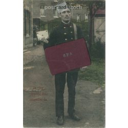   1912 - Kreatív, francia képeslap, színezett fotólap. Papír applikációval, felülragasztással. (2791866)