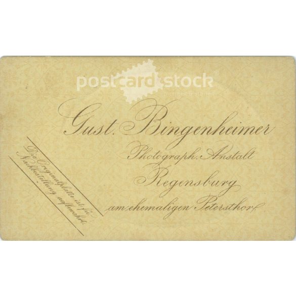Fiatal nő portréfotója, Gust Bingenheimer fotóműterméből. Regensburg. Kabinetfotó / keményhátú fotó / vizitkártya. (2791870)
