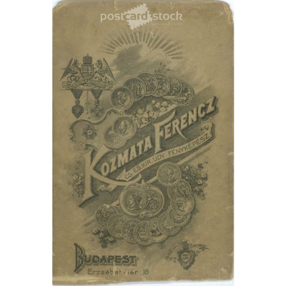 Tehetős, elegáns úr, egészalakos portréfotója, Kozma Ferenc fényképészeti műterméből. Budapest. Kabinetfotó / keményhátú fotó / vizitkártya. (2791878)