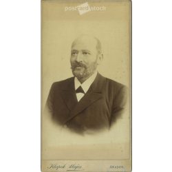   cca 1900 - Klapok Alajos, fényképészeti műterem, Arad. Tehetős, közpkorú férfi portréfotója. Kabinetfotó / keményhátú fotó / vizitkártya, CDV fotó. (2792005)