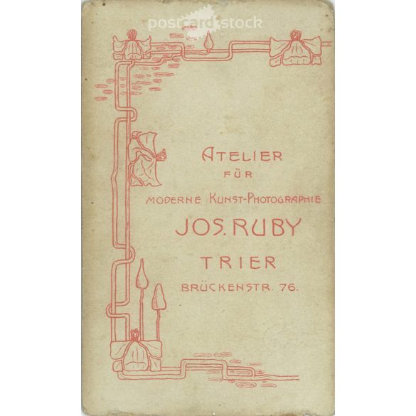 Jos Ruby fényképészeti műterem, Németország, Trier. Fiatal férfi, tisztviselő portréfotója. Kabinetfotó / keményhátú fotó / vizitkártya, CDV fotó. (2792037)