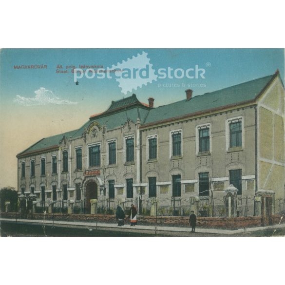 1918 - Magyaróvár. Állami, polgári Leányiskola. Színezett fotólap, képeslap. (2792061)