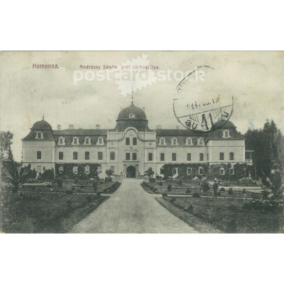 1914 - Homonna. Andrássy Sándor gróf várkastélya. Fekete-fehér fotólap, képeslap. (2792078)