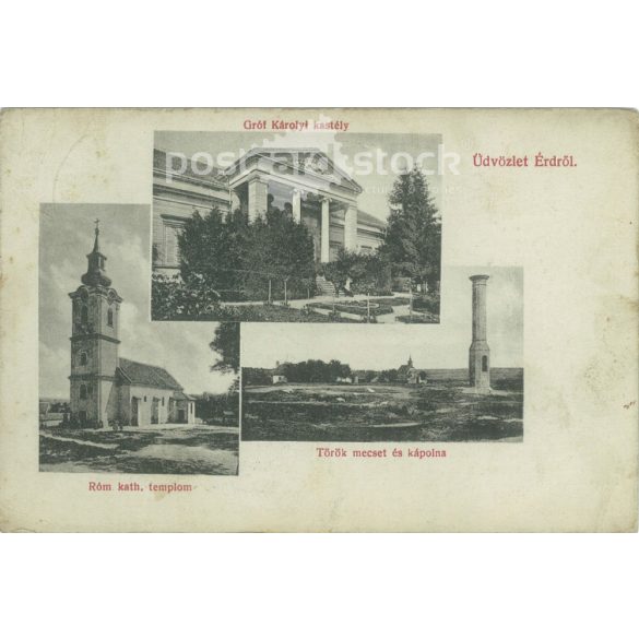 1913 - Üdvözlet Érdről. Fekete-fehér fotólap, képeslap. (2792085)