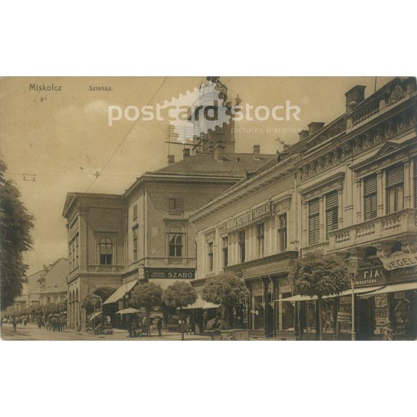 1912 - Miskolc. Színház. Barnított eljárással készült papírkép, fotólap, képeslap. (2792094)