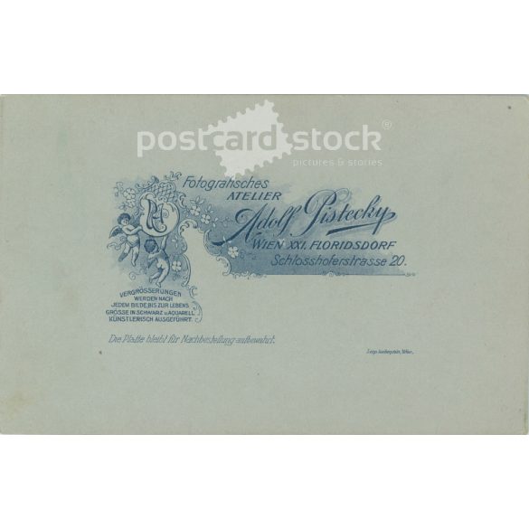 1902 - Adolf Pistecky fényképészeti műterem, Bécs. Fiatal pár egészalakos esküvői fotója. Színezett kabinetfotó / keményhátú fotó / vizitkártya, CDV fotó. (2792099)