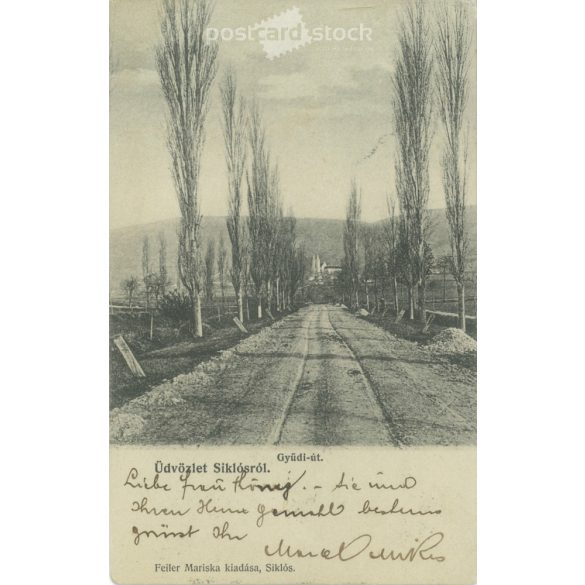 1906 - Siklós, Gyüdi út. Feiler Mariska kiadása, Siklós. Fekete-fehér fotólap, képeslap. (2792125)