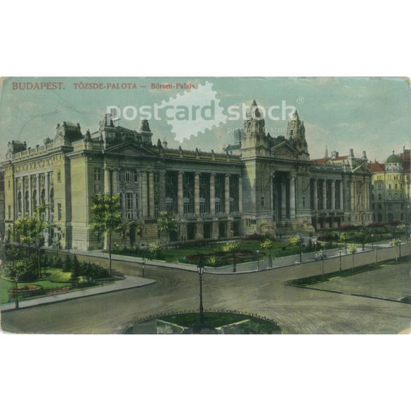1908 - Budapest, Tőzsde-palota. Színezett fotólap, képeslap. (2792131)