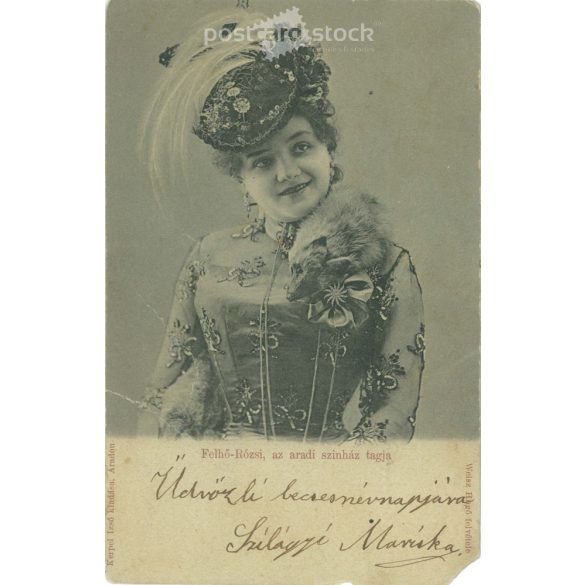1901 - Felhő-Rózsi színésznő, az aradi színház tagja. Kerpel Izsó kiadásában. Fekete-fehér fotólap. (2792137)