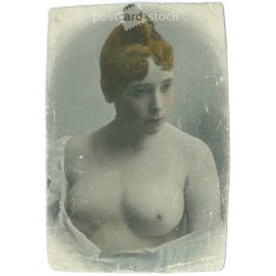   1920-as évek eleje.  Erotikus fotó. Színezett fotólap, reprodukció. (2792154)