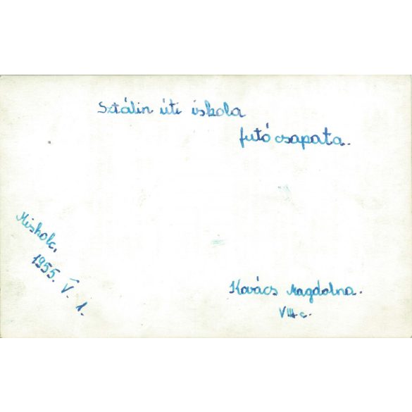 1955 - Miskolc, Sztálin úti iskola futócsapata. Fekete-fehér fotólap, képeslap. (2792169)