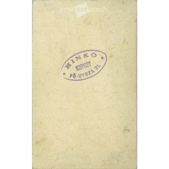 1900-as évek eleje - Fiatal lány, műtermi portréfotója. Hinkó fényképészeti műterme készítette, Budapest, Kispesten. Kabinetfotó / keményhátú fotó / vizitkártya, CDV fotó. (2792188)