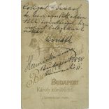 1898 - Donáth, műtermi portréfotója. Emlékül Herminkának. Brenner testvérek fényképészeti műterme készítette, Budapesten. Kabinetfotó / keményhátú fotó / vizitkártya, CDV fotó. (2792206)