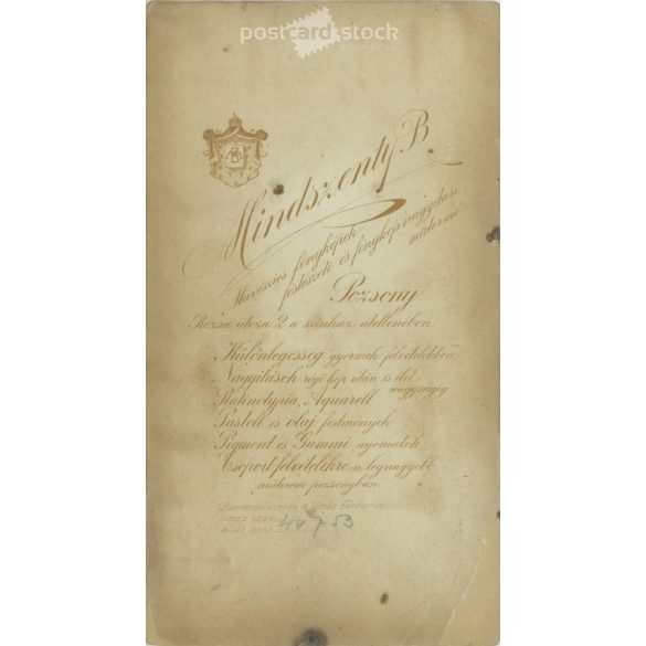 1912 - br Barkóczy Sándor plébános felszentelési fotója. Mindszenty B, fényképészeti műterme, Pozsony. Eredeti kabinetfotó / keményhátú fotó / vizitkártya, CDV fotó. (2792243)