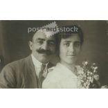1910-es évek. Házaspár esküvői fotója. Készítője ismeretlen. Eredeti, kasírozott papírkép. (2792255)