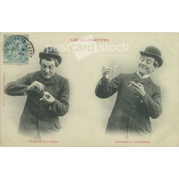 1908 - Francia, vidám fotólap. BERGERET & Cie NANCY kiadása. Fotólap, képeslap. (2792274) 